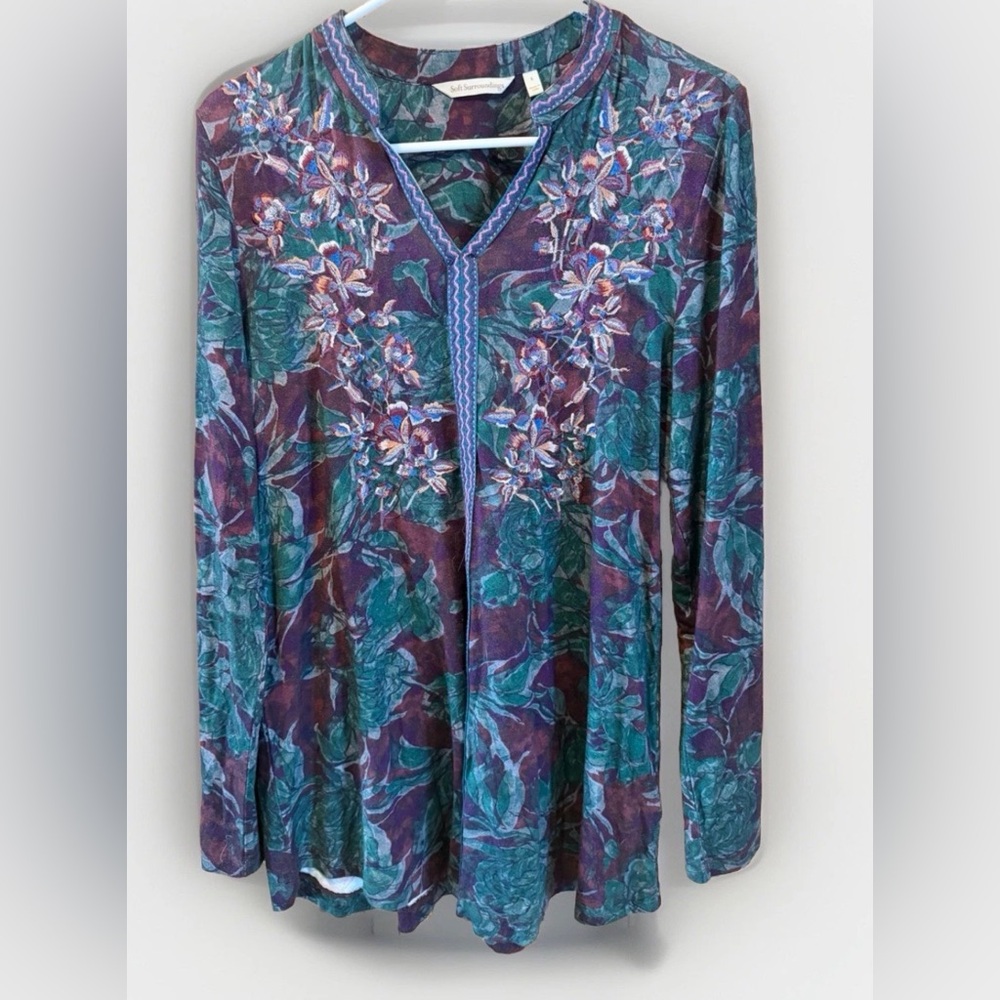 Soft Surroundings Multicolor Embroidered Blouse